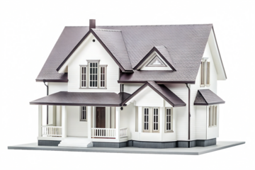 White two story classic house model isolated on a transparent background classic style