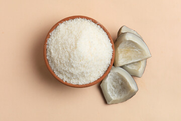 Dried Coconut white powder, popular ingredient 