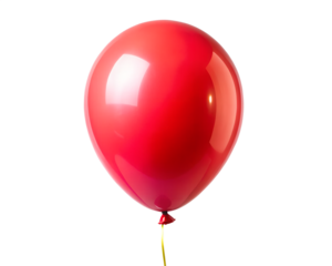 Single red balloon isolated on transparent background