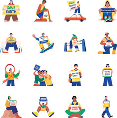 Collection of Awareness Flat Style Illustrations 


