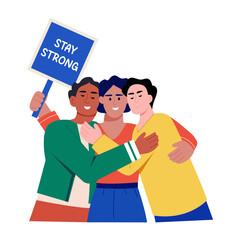 A flat style illustration showing team bonding