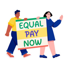 A flat style illustration showing equality protest