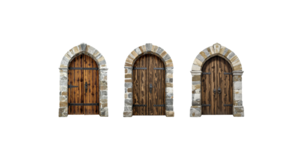 Stone wooden door on transparent background png