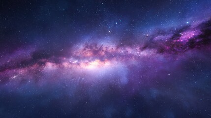 Fototapeta premium A vibrant cosmic view showcases a spiral galaxy filled with stars, nebulas, and cosmic dust