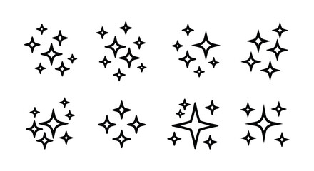 Black starburst shapes on a white background for graphic design