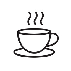 Steaming coffee cup outline icon. Hot beverage symbol.