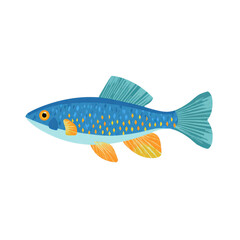 Fototapeta premium Flat Vector Fish Icon Design in Aquatic Style with Bright Colors on White Background