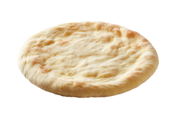 Plain, round, uncooked pizza base