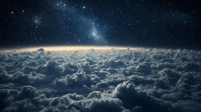 Subtle Parallax Starfield Above Clouds