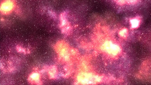 A vibrant space scene with colorful stars and dim nebulae in the background, features a bright galaxy at the center, showcasing serene cosmic beauty in an astronomical display