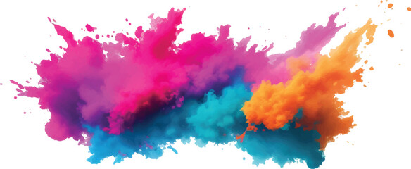 Dynamic Holi Paint Powder Explosion with Rainbow Color Dust Burst on White Background – Colorful Festival Splash Symbolizing Energy, Joy, and Artistic Expression in Motion
