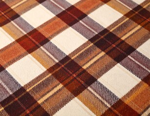 茶色系の チェック柄の布の背景のアップ