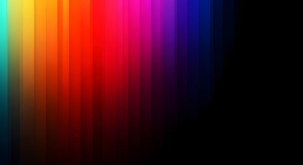Abstract spectrum of vibrant colors in vertical stripes fading into black, representing energy, technology, and digital art with a modern, futuristic feel