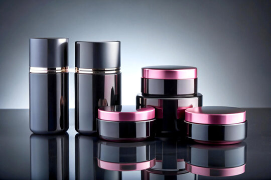 Professional Product Photography of Luxury Black Beauty Packaging with Pink Details
