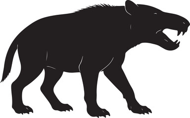 Fierce andrewsarchus prehistoric mammal angry mood silhouette vector illustration