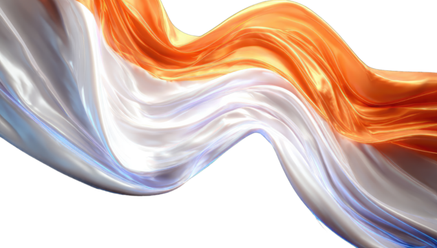 Abstract flowing fabric in orange and white
