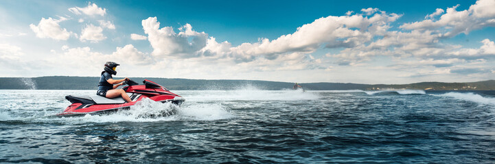 Jet Ski Adventure on Open Water Wide Banner