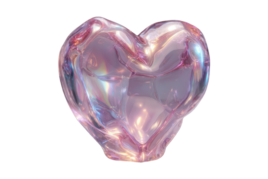 Abstract heart shape, iridescent, fluid