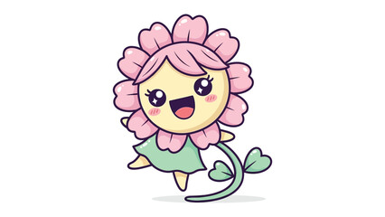 Floral Fantasy: Adorable flower character, exuding whimsy and charm. Delicate petals and expressive eyes, capturing playful essence.