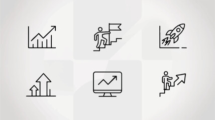 Business growth concept with charts rising upward and climbing towards success depicting stock market growth and career advancement