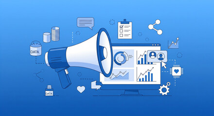 Digital Marketing and Data Analysis Illustration