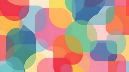 Abstract background with overlapping colorful shapes and soft shadows for creative design