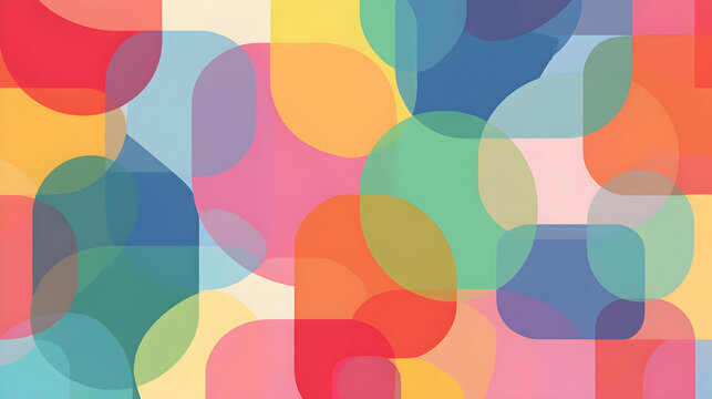 Abstract background with overlapping colorful shapes and soft shadows for creative design