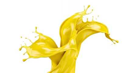 Yellow Paint Splash on White Background