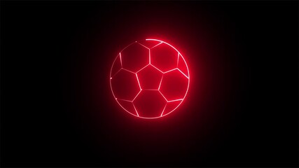 Football icon animation by red color neon on black background. neon football round icon. - Powered by Adobe