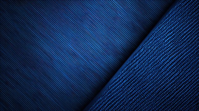 Abstract image featuring two distinct textures of deep blue, one with parallel lines and the other with a woven appearance, creating a visually striking contrast