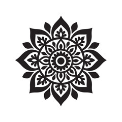 Naklejka premium Ornamental Mandala Design Vector - Black Floral Pattern Art