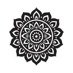 Ornamental Mandala Design Vector - Black Floral Pattern Art
