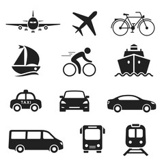 Travel transport icon set. Vector isolated illustration