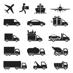 Shipping transport icon set. Vector isolated illustration