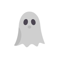 Minimalist a friendly grey ghost with dark eyes halloween spooky