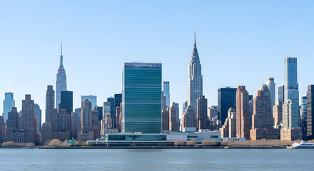 Stunning New York City SkylineIconic BuildingsRiver ViewUrban Landscape