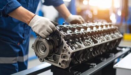 Skilled mechanic working on a car engine in a repair shop