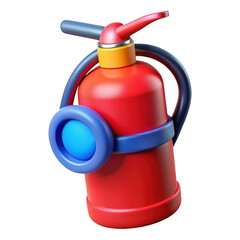 Obraz premium Stylized red fire extinguisher with blue accents isolated on transparent background