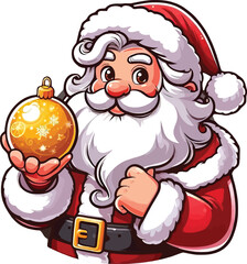 Santa Claus holding golden ornament Christmas holiday
