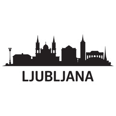 Naklejka premium Ljubljana skyline silhouette. Vector illustration. Vector black silhouette. with white background