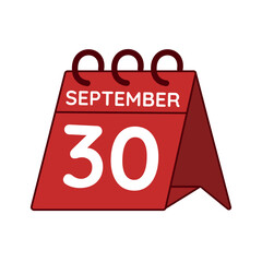 september 30 desk calendar vector on white background
Vector red calendar flat icon