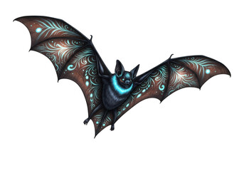 Fototapeta premium Mystical bat with glowing blue eyes and ornate wing patterns