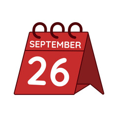september 26 desk calendar vector on white background
Vector red calendar flat icon