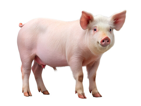 pink pig isolated on white background