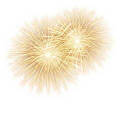 Obraz premium Golden fireworks bursting in celebration isolated on white background
