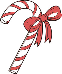  Classic Christmas Candy Cane with Red Bow Decoration