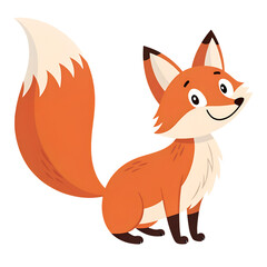 Obraz premium red fox cartoon , An adorable and friendly cartoon fox with a fluffy tail