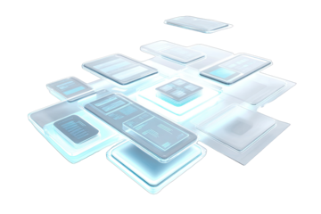 Abstract network of translucent blocks