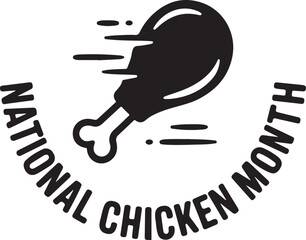 Fototapeta premium National Chicken Month Logo with Speedy Drumstick Graphic