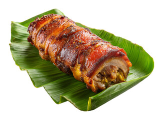 Lechon on Banana Leaf Isolated on Transparent Background PNG
